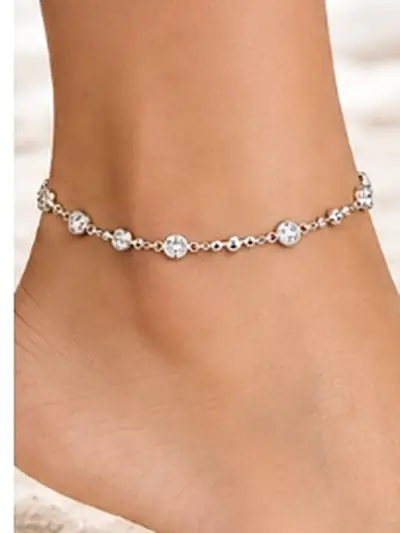 Solitaire Bezel Anklet Worn