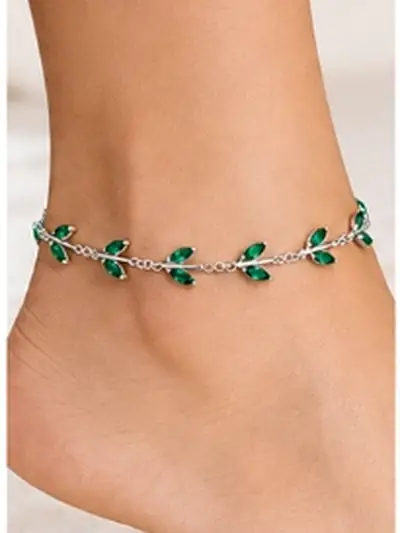 Verde Leaf Anklet Worn